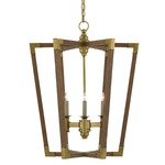 Bastian Lantern Chandelier - Brass / Chestnut