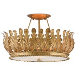 Biddulph Semi Flush Ceiling Light - Gold Leaf / Frosted