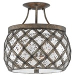 Buckminster Semi Flush Ceiling Light - Pyrite Bronze / Raj Mirror