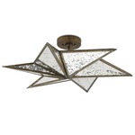 Stargazer Semi Flush Ceiling Light - Pyrite Bronze / Raj Mirror