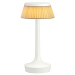 Bon Jour Unplugged Table Lamp - White / Soft Avo Pleated