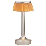 Bon Jour Unplugged Table Lamp - Matte Chrome / Rattan