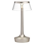 Bon Jour Unplugged Table Lamp - Matte Chrome / Transparent
