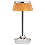 Bon Jour Unplugged Table Lamp - Chrome / Rattan