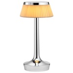 Bon Jour Unplugged Table Lamp - Chrome / Soft Avo Pleated