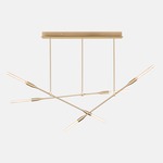 Sorenthia Triple Chandelier - Brushed Brass / Brass Details