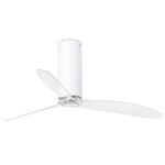 Tube Ceiling Fan w/ Transparent Blades - Gloss White / Transparent