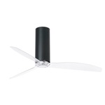 Tube Ceiling Fan w/ Transparent Blades - Matte Black / Transparent