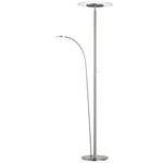 Tampa Torchiere with Side Lamp - Matte Nickel / Sand Blasted Glass
