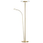 Tampa Torchiere with Side Lamp - Matte Brass / Sand Blasted Glass