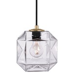 Mimo Cube Pendant - Brass / Clear