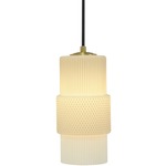 Mimo Cylinder Pendant - Brass / White