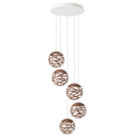 Kelly Cluster Round Multi Light Pendant - White / Coppery Bronze