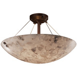 Alabaster Rocks Semi Flush Mount With Cylindrical Finials - Dark Bronze / Alabaster Rocks