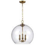 Lawler Sphere Pendant - Burnished Brass / Clear