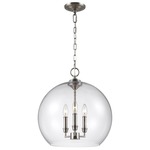 Lawler Sphere Pendant - Satin Nickel / Clear