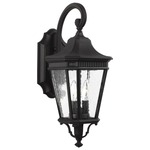 Cotswold Lane Outdoor Lantern Wall Light - Black / Clear Seeded