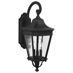 Cotswold Lane Outdoor Lantern Wall Light - Black / Clear Seeded