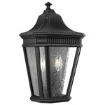 Cotswold Lane Outdoor Flush Wall Light - Black / Clear Seeded