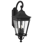 Cotswold Lane Outdoor Lantern Wall Light - Black / Clear Seeded