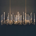 Il Pezzo 3 Long Chandelier - Matte Satin Brass / Clear