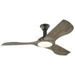Minimalist 56 Ceiling Fan with Light - Aged Pewter / Light Grey Weathered Oak