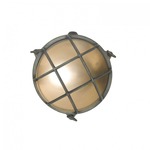 702 Outdoor Bulkhead Wall Light - Weathered Brass / Frosted
