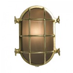 Oval 7034 Outdoor Bulkhead Wall Light - Polished Brass / Frosted