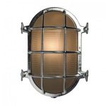 Oval 7034 Outdoor Bulkhead Wall Light - Chrome / Frosted