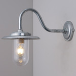 Bracket 7677 Swan Neck Outdoor Wall Light - Galvanized Silver / Clear