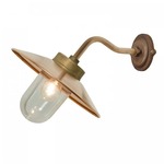 Bracket Canted Round Outdoor Wall Light - Sandblasted Bronze / Clear