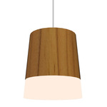 Conical Top Hat Pendant - Teak / White Acrylic