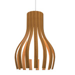 Barril Curved Pendant - Teak / White Linen