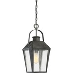 Carriage Outdoor Pendant - Mottled Black / Clear Seedy