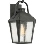 Carriage Outdoor Wall Light - Mottled Black / Clear Seedy
