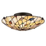 Tiffany 1409 Ceiling Flush Light - Vintage Bronze / Tiffany