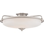 Griffin Ceiling Flush Light - Antique Nickel / White