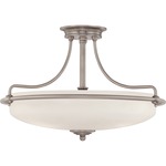 Griffin Ceiling Semi Flush Light - Antique Nickel / White