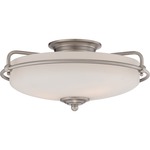 Griffin Ceiling Flush Light - Antique Nickel / White