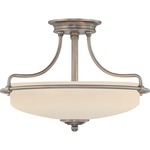 Griffin Ceiling Semi Flush Light - Antique Nickel / White