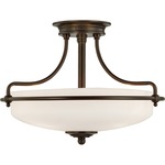 Griffin Ceiling Semi Flush Light - Palladian Bronze / White