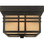 Hillcrest Outdoor Ceiling Flush Light - Imperial Bronze / Translucent Linen