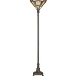 Inglenook Torchiere Floor Lamp - Valiant Bronze / Tiffany Multicolor