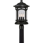 Marblehead Outdoor Post Mount Light - Mystic Black / Clear Seedy