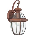 Newbury Outdoor Wall Sconce - Aged Copper / Clear