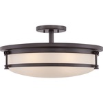 Sailor Ceiling Semi Flush Light - Western Bronze / Etched Glass