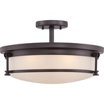 Sailor Ceiling Semi Flush Light - Western Bronze / Etched Glass