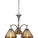 Stephen Chandelier - Vintage Bronze / Tiffany Geometric