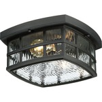 Stonington Outdoor Ceiling Flush Light - Mystic Black / Clear Water