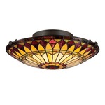 Tiffany 1400 Ceiling Flush Light - Vintage Bronze / Tiffany